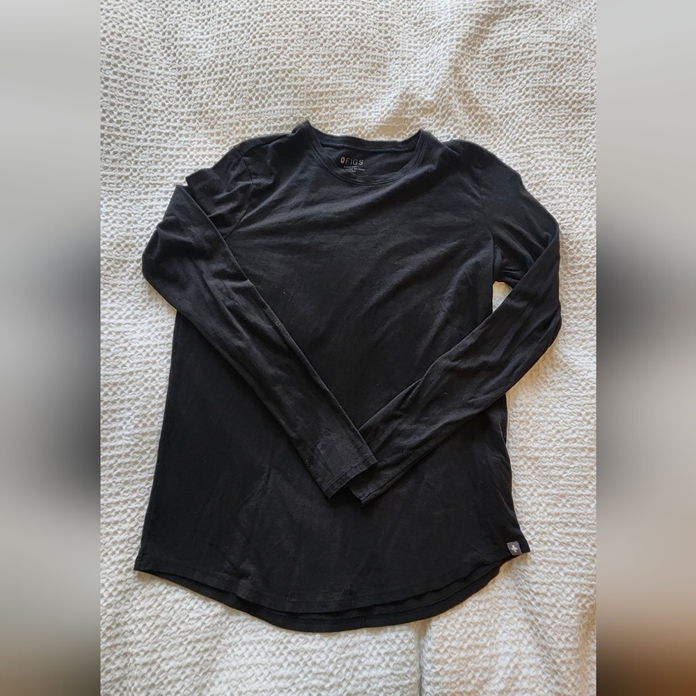 Figs Womens Black Long Sleeve Tee